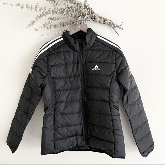 NWT Adidas ESSENTIALS DOWN JACKET Coat Black Puffer Medium PRICE FIRM - Picture 11 of 16